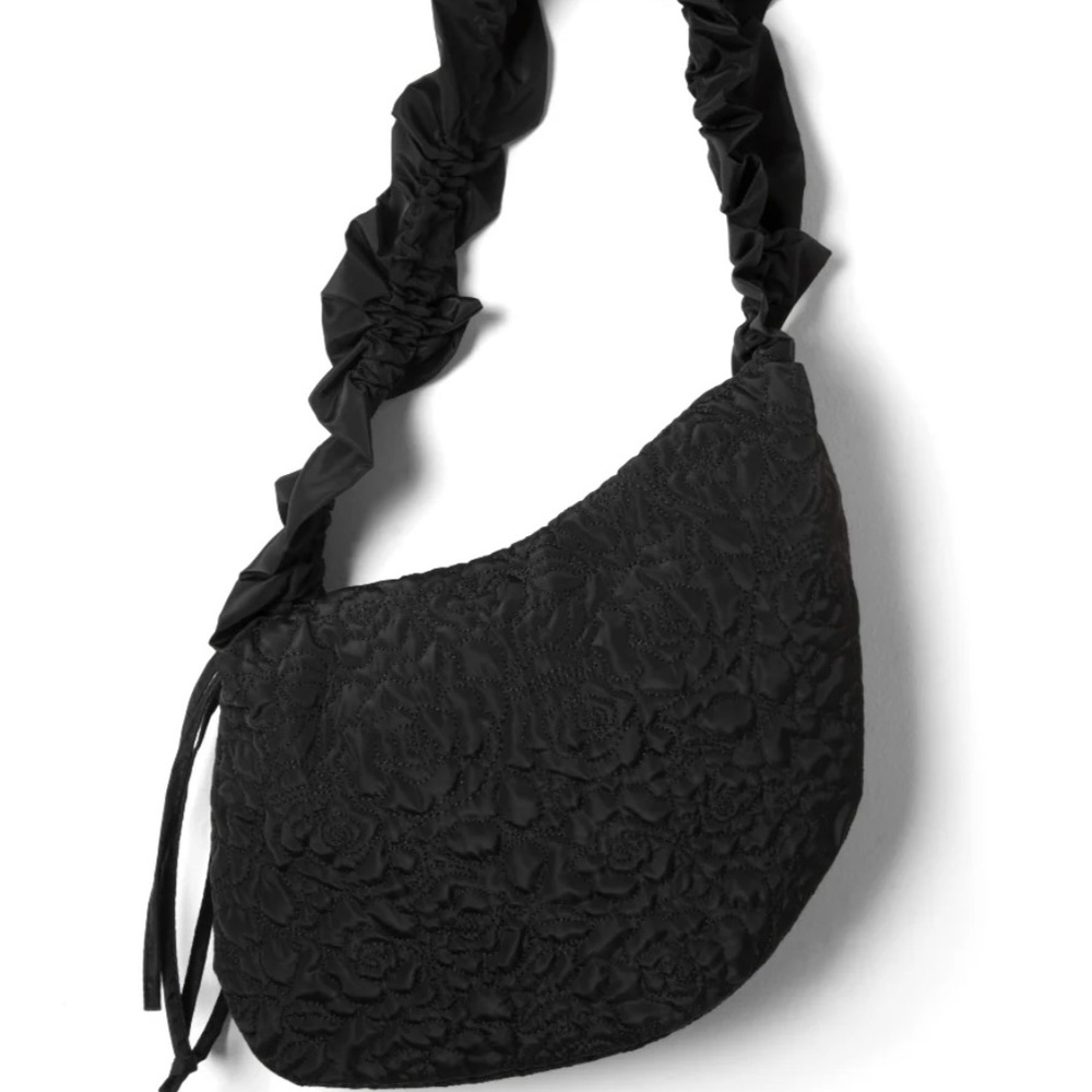 Damson Madder Quilted Ruched Kidney Bag - Black